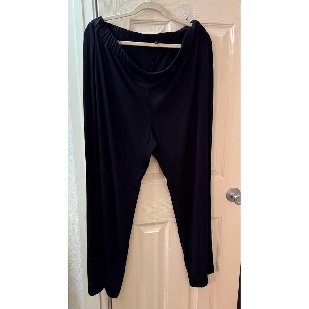 Premiere Women Black Casual Pants Plus Size 2XL Rayon Spandex Elastic Waist